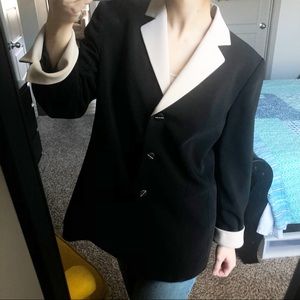 Le Suit Black Tan Blazer Suit Jacket Structured M